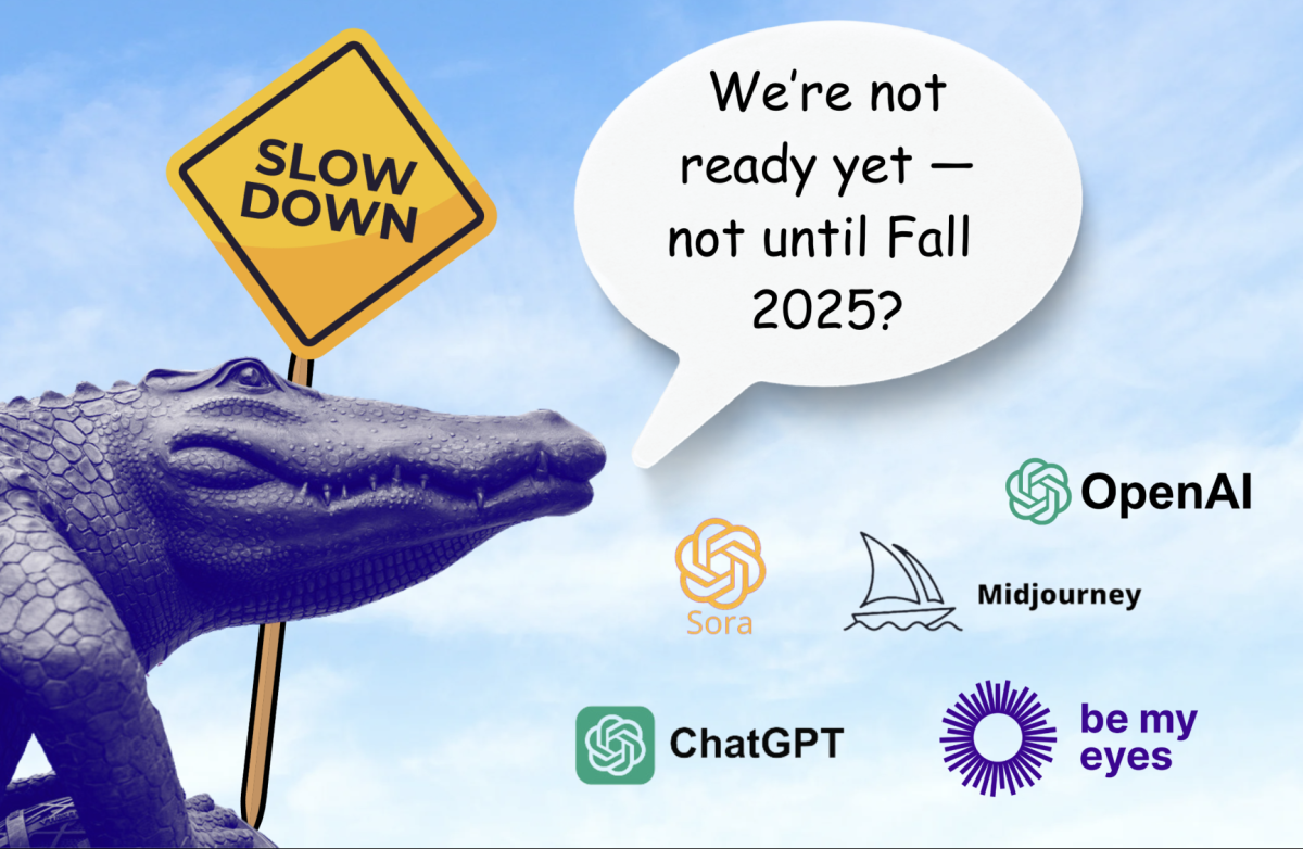 A+Gator+telling+AI+platforms+to+slow+down+and+wait+until+2025%2C+so+SFSU+can%0Acreate+and+implement+an+AI+Policy.+%28Graphic+By+Matthew+Ali+%2F+Golden+Gate+Xpress%29